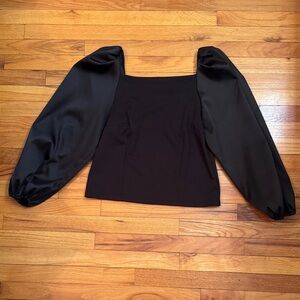 Loft Elegant Black Puff Sleeve Top